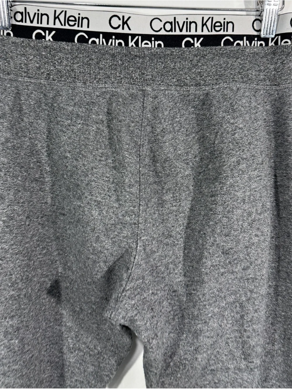 Calvin Klein Men's Heather Gray Knit Joggers with Black Drawstring